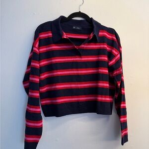 GAP Navy and Pink Striped Women's Sweater
